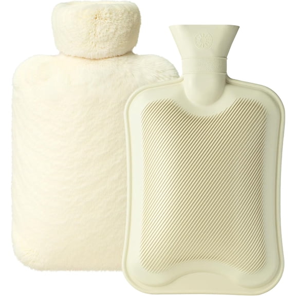 2L Natural Rubber Hot Water Bottle with Cover, Leakproof Design for Hot & Cold Compress, Ideal for Menstrual Cramps/Hand & Feet Warmer/Neck & Shoulder Pain Relief, Ultra-Soft Touch