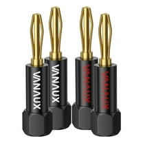 VANAUX Banana Plugs Speaker Banana Plugs 24K Gold Plated Speaker Plug Connectors for Speaker Wire,Home Theater,Wall Plate and Sound Systems,4 Count, 2 Pairs Pack
