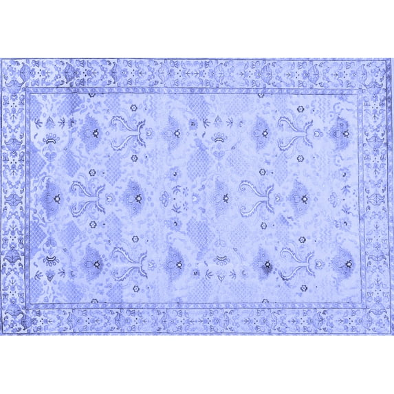 Ahgly Company Machine Washable Indoor Rectangle Abstract Blue Contemporary Area Rugs, 7' x 9'