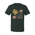 thumbnail image 2 of Wild Bobby Worship While You Wait Sunflower Pink and Yellow Inspirational/Christian Men Tee, Forest Green, Small, 2 of 6