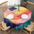 thumbnail image 3 of Colorful Tie Dye Mountain Pattern Round Tablecloth 60"x60",Wrinkle Wipeable Table Cloth for Kitchen Dining Room Picnic Patio Party, 3 of 6