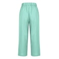 thumbnail image 5 of VEKDONE Summer Linen Straight Trousers for Women High Elastic Waist Ankle Pants Loose Fit Plus Size Lounge Pant with Pockets Solid Color Lightweight Long Pants ZC Mint Green Medium, 5 of 7