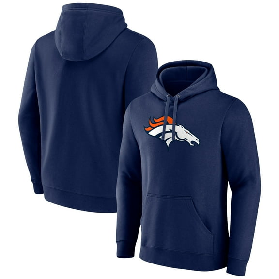 Men's Navy Denver Broncos Primary Team Logo Fitted Pullover Hoodie