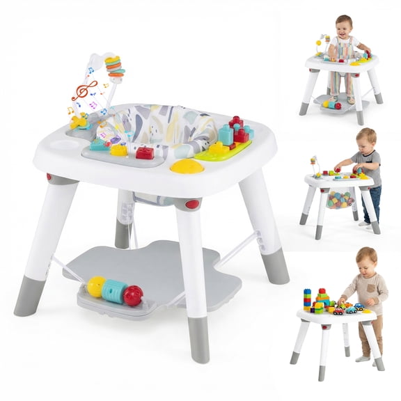 Gymax 6-in-1 Baby Activity Center w/Height Adjustable Board Detachable Toys Music