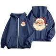 thumbnail image 4 of Ladies' Christmas Printed Zipper Long Sleeved Pocket Drawstring Casual Hooded Sweatshirt, 4 of 8