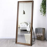Niccy Full Length Mirror 65"x 22" Dressing Mirror Standing Hanging or Leaning Against Floor Mirror Large Rectangle Bedroom or Living Room Wall Mirror PS Polymer Frame (Gold)