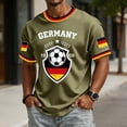 thumbnail image 2 of Soccer Cup 2026 Jersey for Men, Crew Neck Short Sleeve Deutschland Shield Graphic Tee with Honeycomb Mesh Texture - Lightweight Performance Top for Match Day & Gym Army Green L, 2 of 6