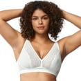 thumbnail image 3 of HSIA Wirefree Full Coverage Non Padded Plus Size Deep V Lace Comfortable Bra White L, 3 of 8