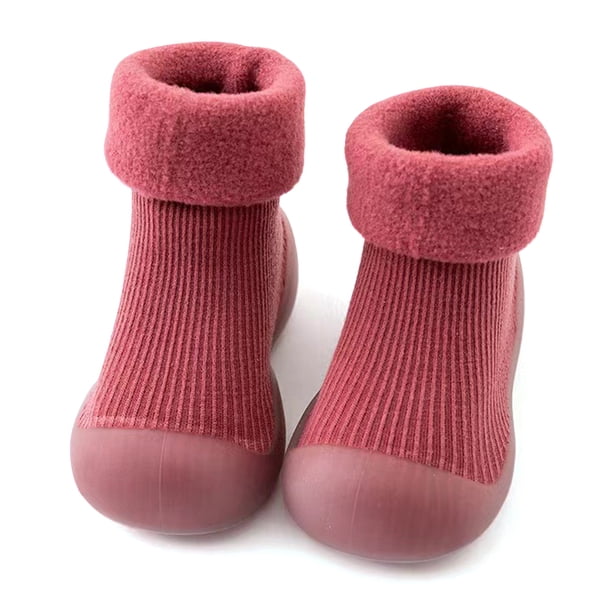 Calcetines Piso para Interiores Botines Felpa Invierno Zapatos Gatear Bebés Suela Suave Antideslizante Cómodos Y