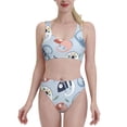 thumbnail image 2 of Picia Cute Chameleons On Blue Women's High Waisted Bikini Scoop Neck Swimsuit Two Pieces Bathing Suit-Small, 2 of 8