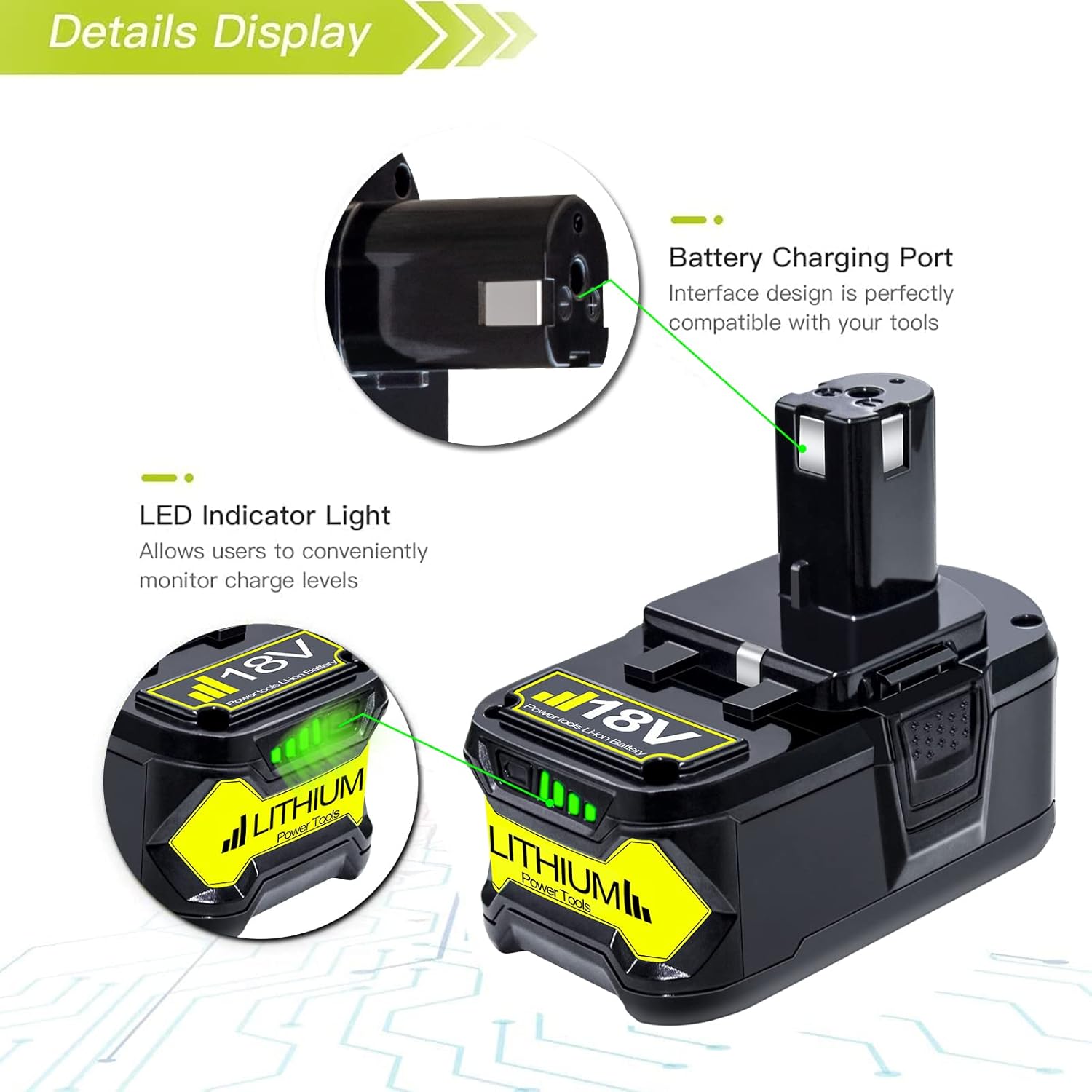 BOTKK Replacement for Ryobi 18V Battery One Plus P102 P103 P104 P105 P107 P108 P109 P190 P122 18V ONE+ Batteries 6.2Ah 2 Packs