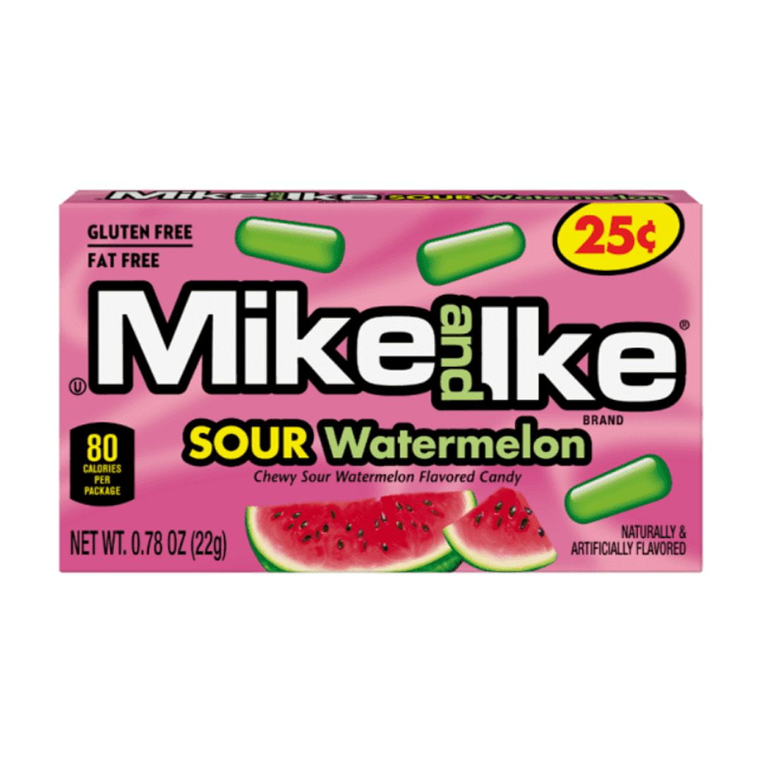 Variety Pack Mike and Ike Candy, Sour Blue Raspberry, Jolly Joes, Sour Watermelon, Sour Lemon, 4 Each Flavor, 0.78 oz Bags, 16 Pack – Chewy Fruit Flavored Candy, Individually Wrapped for Snacking