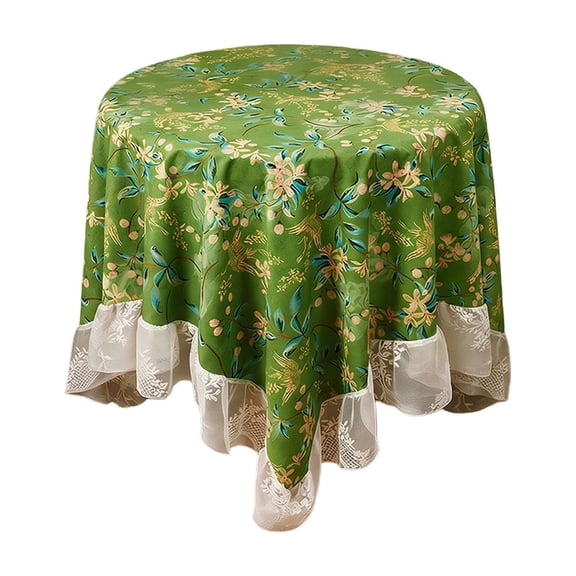 Lace Round Tablecloth Floral French Vintage Style Decoration Fabric Table Cloth for Living Room Coffee Party and Dining Room