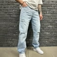 thumbnail image 2 of Men's Jeans Spring Summer Fashion Holes Casual Loose Popular Jeans Denim Trousers Full Length Pants Jeans for Men, 2 of 8