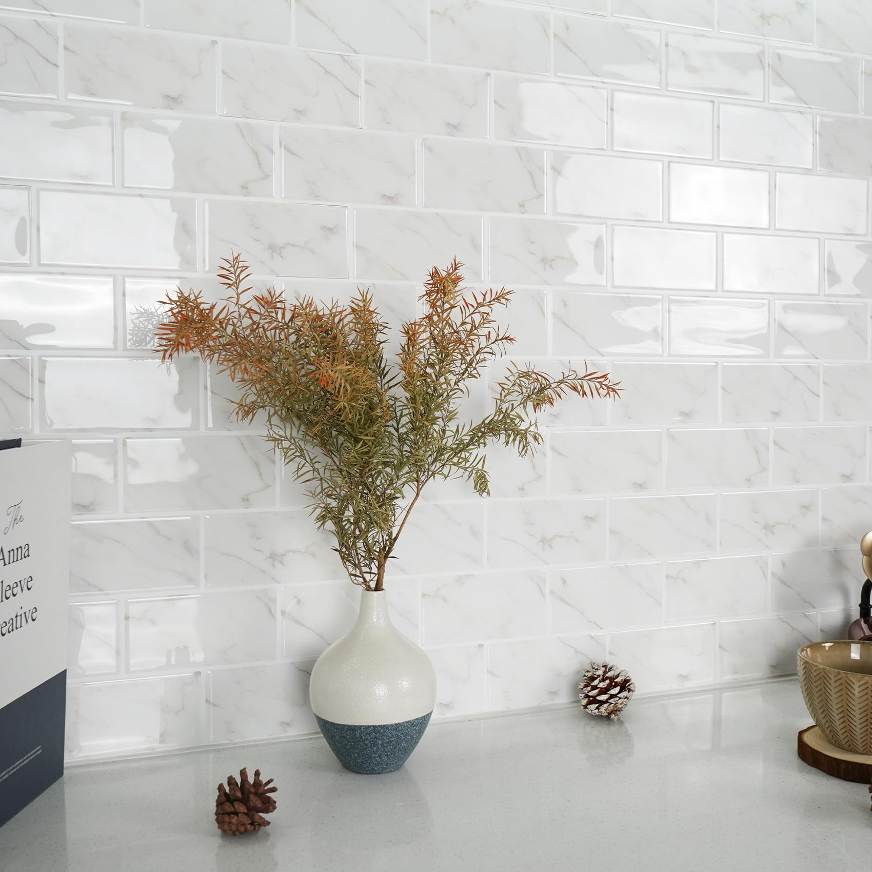 10-sheet Subway Tile Peel And Stick Backsplash  Self Adhesive Vinyl Wall Tiles On For Kitchen Bathroom(thicker Design)