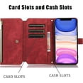 thumbnail image 3 of Wallet Case for iPhone 12(iPhone 12 Pro), iPhone 12(iPhone 12 Pro) Wallet Phone Case, Premium Zipper (with Wristlet) Flip Leather Phone Case for iPhone 12/12 Pro(6.1 inches) - Red, 3 of 14