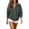 thumbnail image 6 of Enjoytime Fleece Jacket Women Collared Long Sleeve Zip Up Coat Fall Winter Warm Cozy Casual Plus Size Clothes with Pocket, 6 of 8