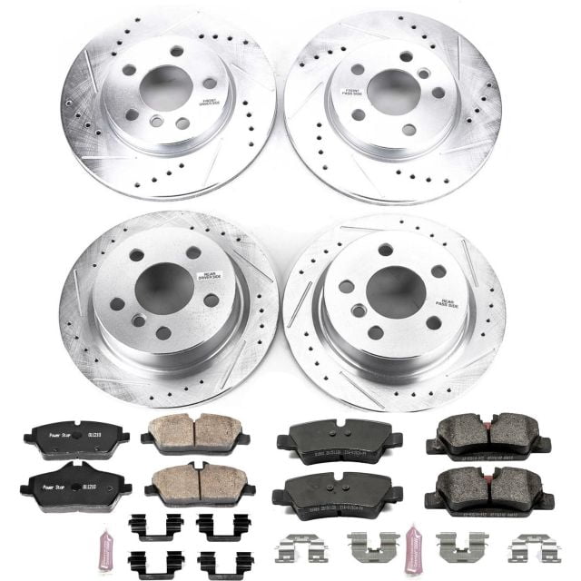 PowerStop Front and Rear Z23 Evolution Sport Carbon-Fiber Ceramic Brake Pad and Drilled & Slotted Rotor Kit Fits: MINI COOPER Select Models K7978