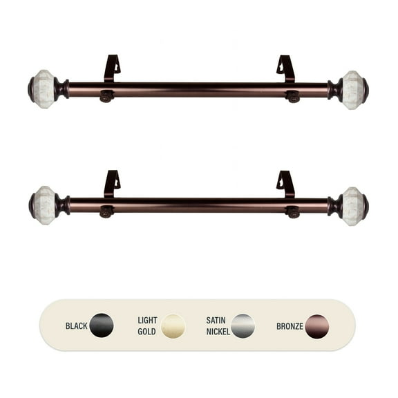 1 inch Aria Side Curtain Rod 12-20" (Set of 2) - Bronze