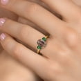 thumbnail image 4 of Gem Stone King 18K Yellow Gold Plated Silver Red Tiger Eye and Green Nano Emerald Engagement Ring for Women | 2.10 Cttw | Oval 9X7MM | Gemstone Birthstone | Size 9, 4 of 6