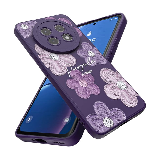 Threehao Funda para Realme 13 Pro y Realme 13 Pro+ Plus Case Uso Rudo, Ultra Delgado Flexible Púrpur