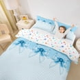 thumbnail image 3 of Erosebridal Blue Ribbon Bow Twin Bedding For Girls Teens,Cartoon Girly Bowknot Duvet Cover Set 2pcs,No Comforter,Reversible, 3 of 6