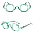 thumbnail image 2 of Fashion Green Clear Frame Reading Glasses Personality Retro Featured Spring Hinge Square 40mm Round Plastic Readers +3.00, 2 of 4