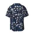 thumbnail image 2 of Daiia Cherry Blossoms on Navy Background Men's Linen Shirts Short Sleeve Casual Shirts Button Down Shirt for Men Beach Summer Wedding Shirt-Medium, 2 of 7