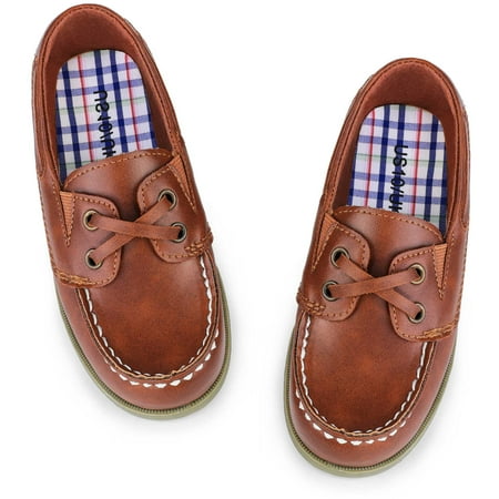 

HOMEHOT Boys Dress Shoes PU Leather School Uniform Loafers Wedding Parties Church Slip on Shoes Brown Toddler 3