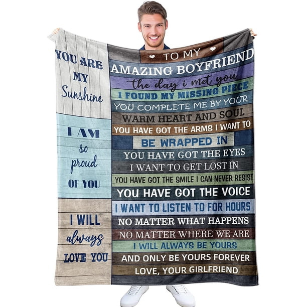 LHSHID Boyfriend Gifts from Girlfriend Birthday Valentine's Day Gifts for Boyfriend Him Men 1 Year Anniversary Romantic Gifts for Boyfriend To My Boyfriend Throw Blanket Boyfriend Gift Ideas 50x60in