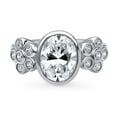thumbnail image 2 of BERRICLE Sterling Silver Flower Wedding Engagement Rings 2.5 Carat Bezel Set Cubic Zirconia CZ Solitaire Cocktail Ring for Women, Rhodium Plated Size 6, 2 of 9