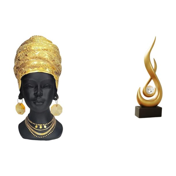 Estatua de mujer africana,Estante de oficina con estatua de mujer africana,Adorno de figura de resina delicado para el hogar,Escultura abstracta de fuego,Estatua de arte abstracto para