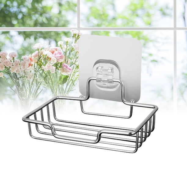 unbranded Soporte De Jabón Adhesivo De Acero Inoxidable Para Con Redondo Y Drenaje Fácil