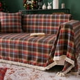 thumbnail image 4 of Namzi Christmas Couch Cover - Modern Coffee Plaid Jacquard Sectional Sofa Slipcover 71"x 134", Coffee, 4 of 5