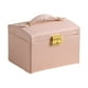 thumbnail image 2 of Caja de almacenamiento de joyas de 3 niveles Cajón de almacenamiento impermeable Forrado de terciopelo suave Portátil Rosa Hugo Estuche organizador de joyas, 2 of 10