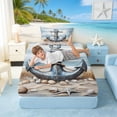 thumbnail image 5 of Manfei Oil Painting Anchor Beach Seashell Twin Sheet Sets for Kids Boys and Girls, Nautical Sailing Print Bedding 3pcs, 1 Flat Sheet, 1 Fitted Sheet and 1 Pillowcase, 5 of 6