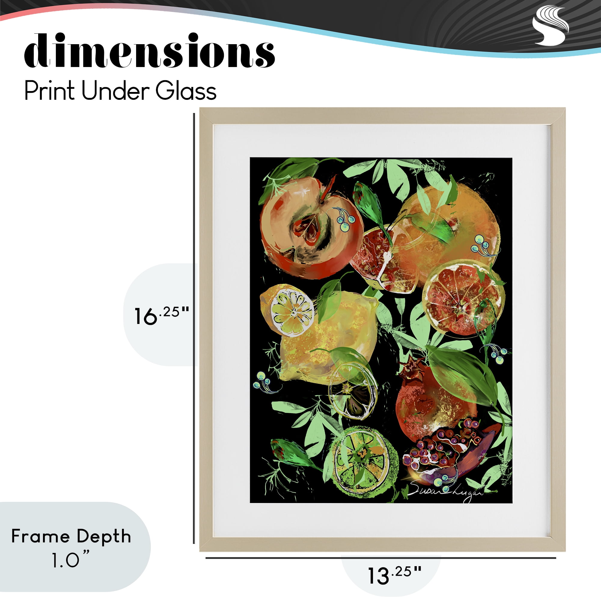 Stupell Industries Fruit Medley Combo Birch Framed Print Under Glass, design by Susan Lugar