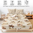 thumbnail image 5 of Twin Sze Fitted Sheet Set - Western Cowboy 2 Piece Bedding Sets 16" Deep Pocket Fitted Sheet with 1 Pillowcase, Vintage Country Horse Plants Art Brushed Microfiber Hotel Luxury Bed Sheets, 5 of 9