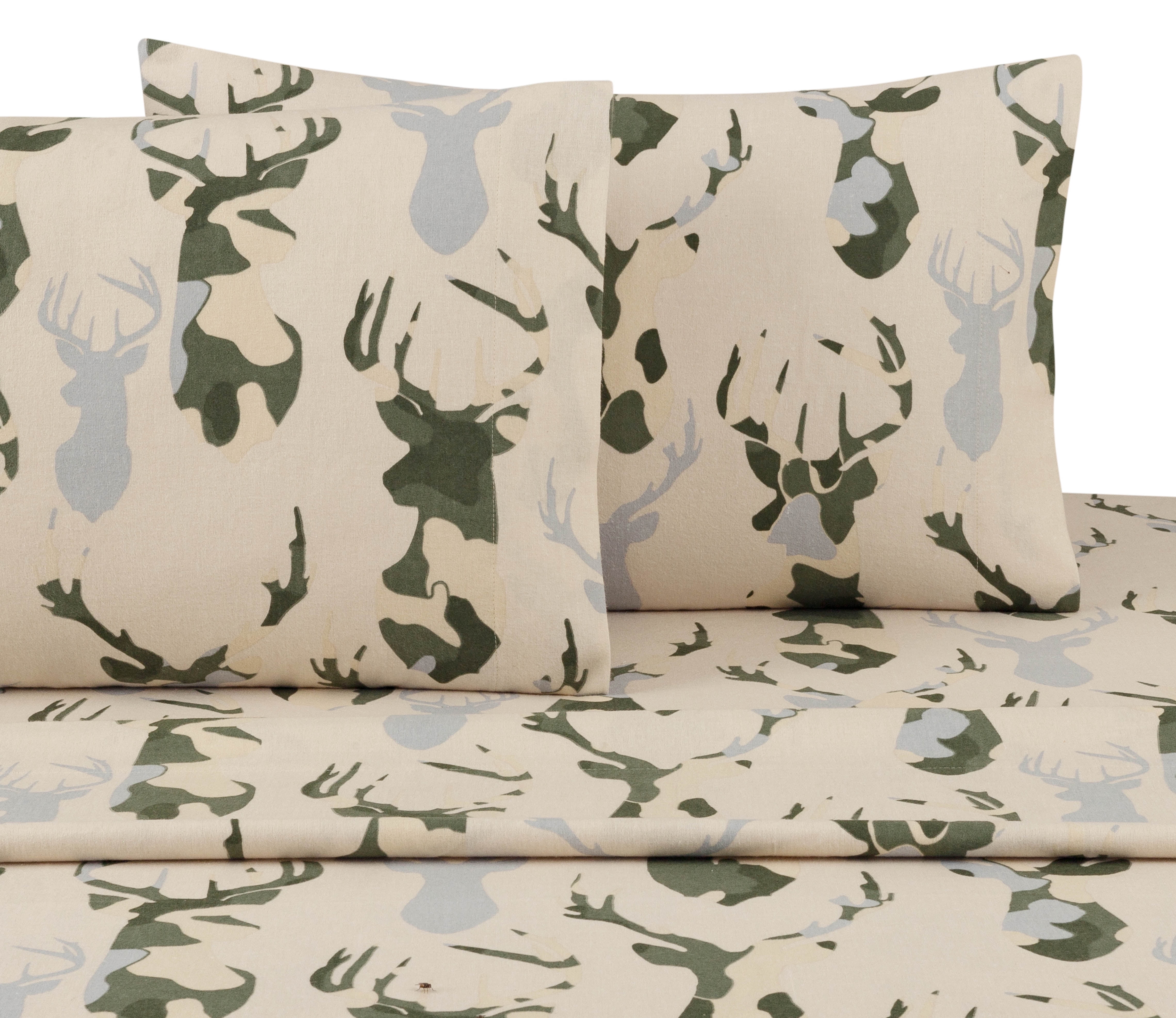 Mainstays Twin Flannel Sheet Set, Camo Deer - Walmart.com