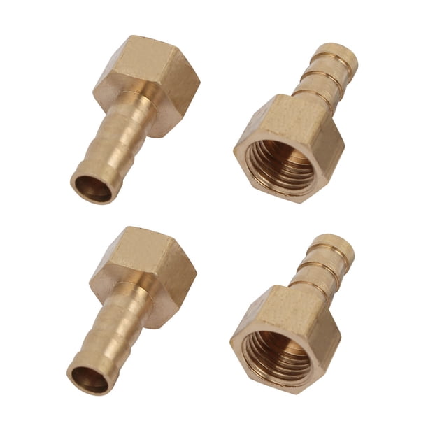 Conector de acoplamiento de tubo de latón con rosca hembra de 1/4 BSP y barbilla de manguera de 8 mm, 4 piezas