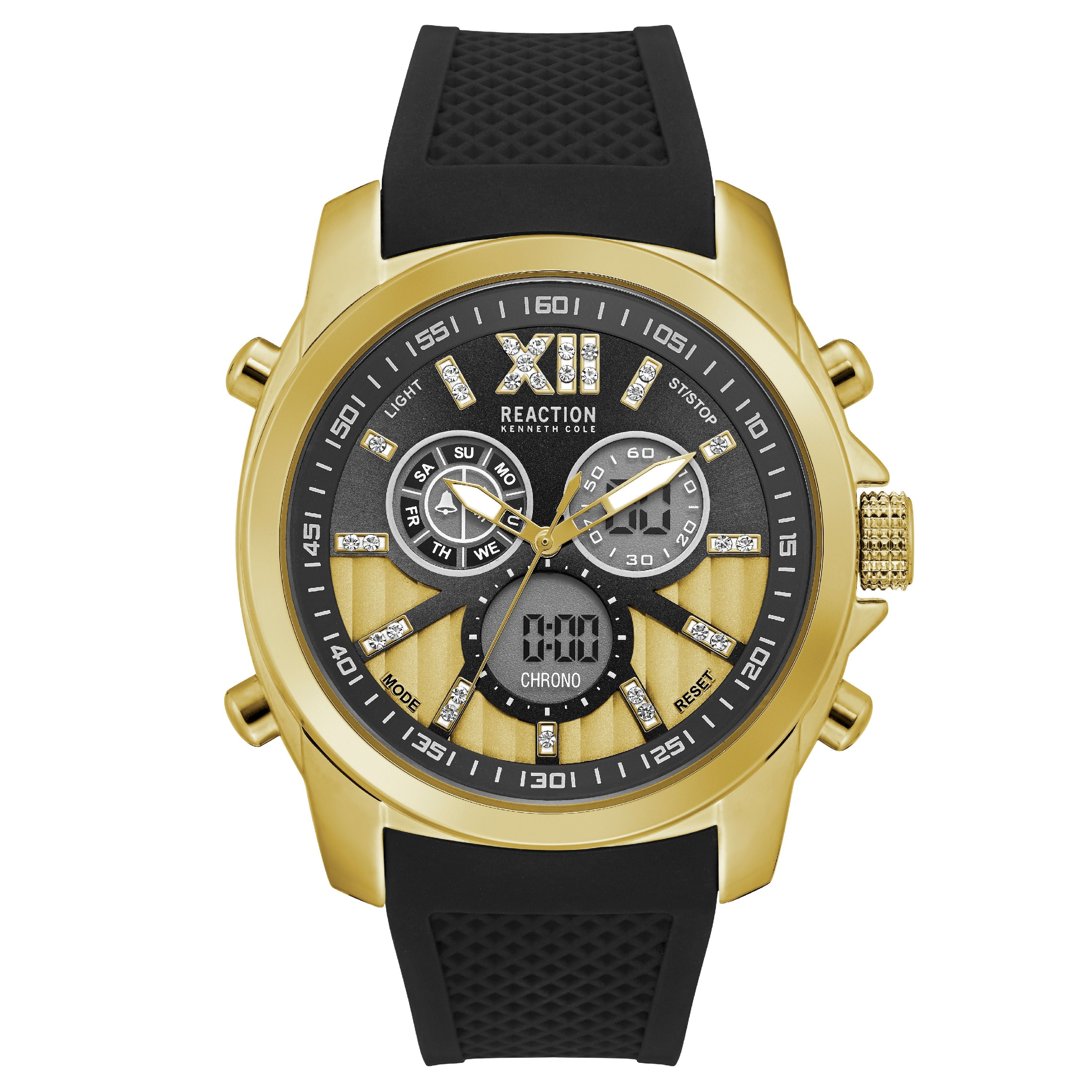 Kenneth Cole Reaction Men's Gold Case Mixed Color Dial Black Silicon