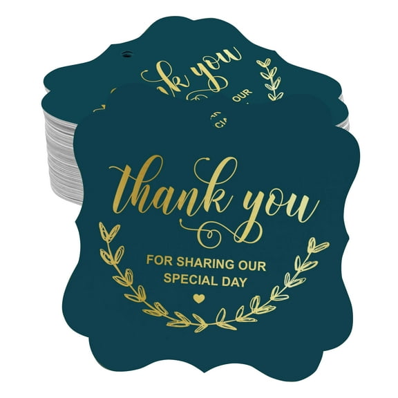 Inkdotpot Thank You For Sharing Our Special Day Bridal Shower-Baby Shower-Retirement-Wedding-Birthday Bottle Tag Real Gold Foil Favor Bracket Shape Hang Tags Pack Of 100
