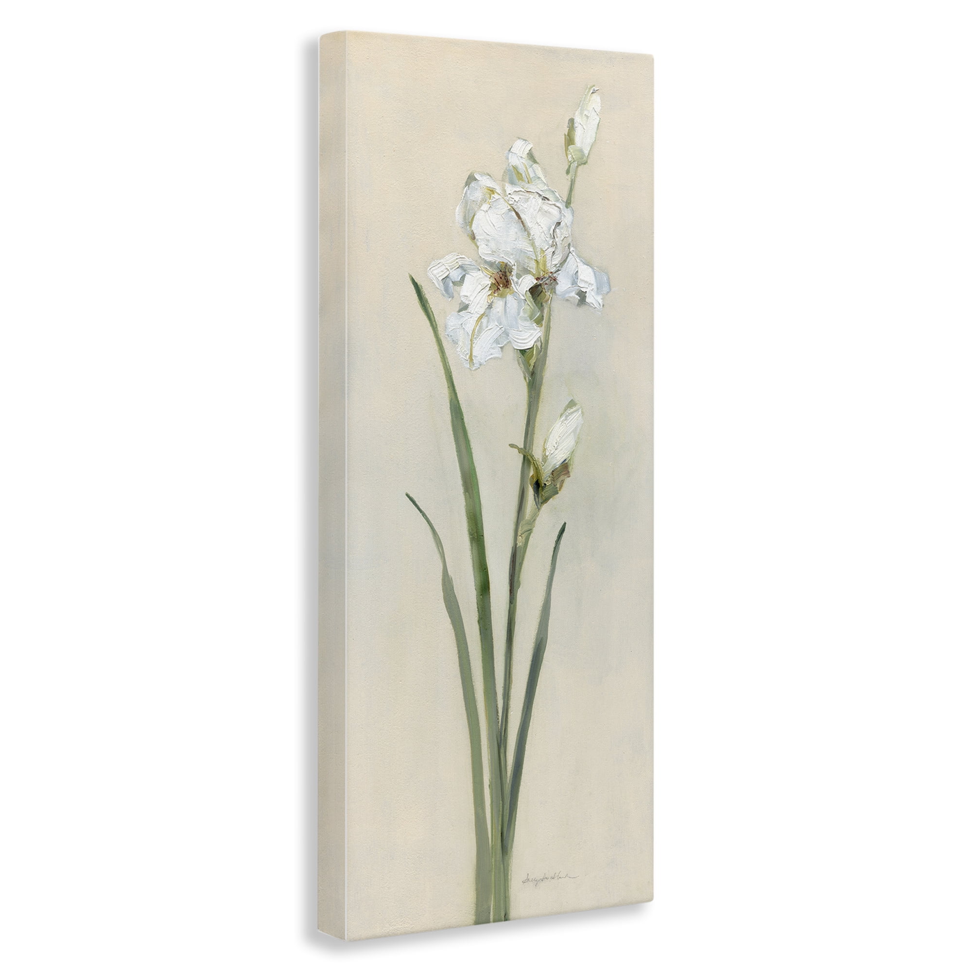 Stupell Industries Simple Iris on Beige Plants & Flowers Painting Wrapped Canvas Art Print Wall Art, 10 x 24