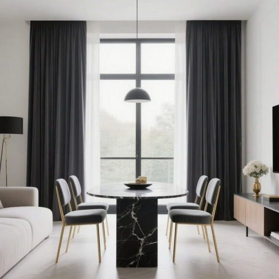 SMILETIME Back Tab Curtains, 2-Panel Set Rod Pocket & Pinch Pleat Design Light-Filtering & Thermal Insulation Ideal for Living Room, Bedroom & Office Windows