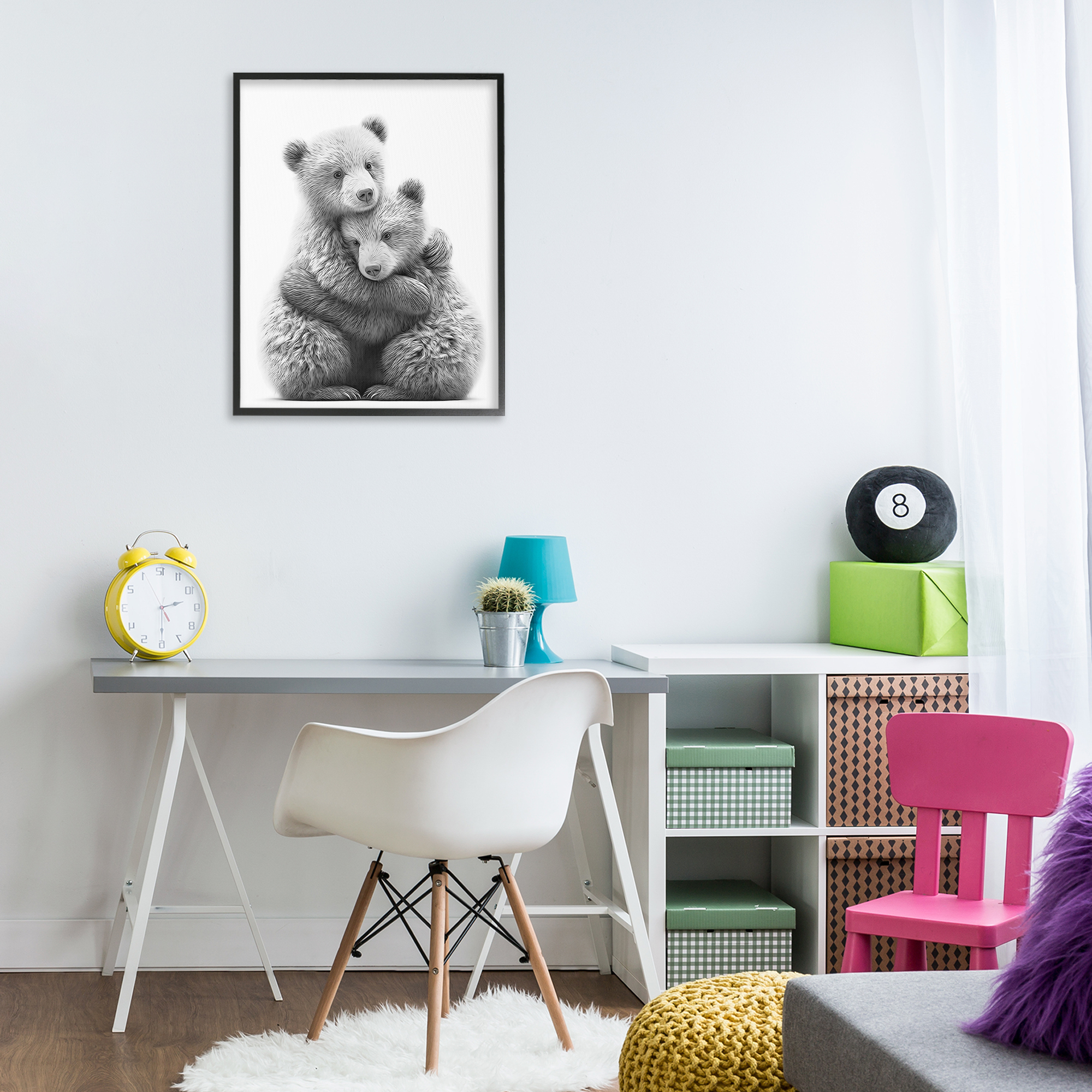 Stupell Industries Two Hugging Bears Animals & Insects Painting Black Framed Art Print Wall Art, 24 x 30