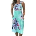 thumbnail image 2 of Guardurnaity Vestido sin mangas con cuello y plisado estampado para mujer Vestidos verde claro S, 2 of 5