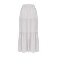 thumbnail image 6 of Tnhcen Women's Maxi Skirt Elastic Waist Drawstring Pockets Ruffle Trim Solid Color Plus Size Skirt S-2XL Casual Long Skirt for Women Beach Boho Skirt Summer Skirts, 6 of 7