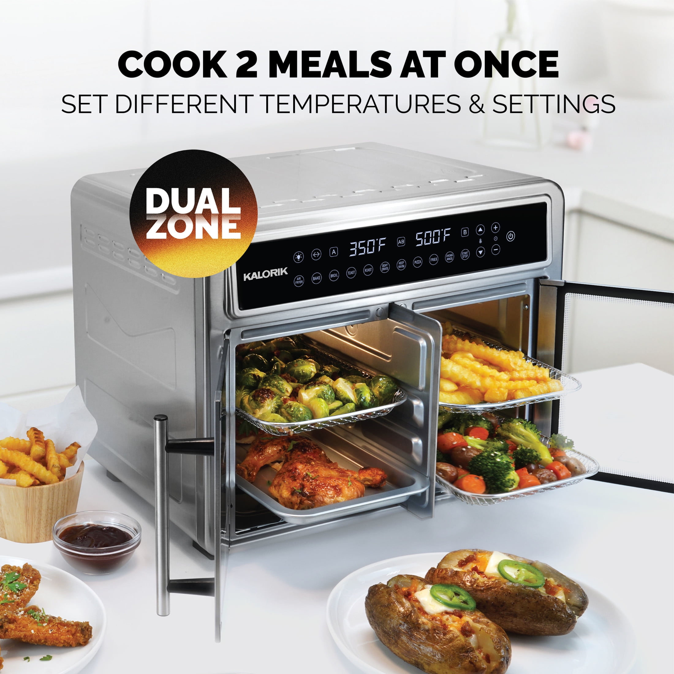 Kalorik MAXX 26 Quart Flex Trio Air Fryer Oven, in Stainless Steel (AFO 52295 SS)