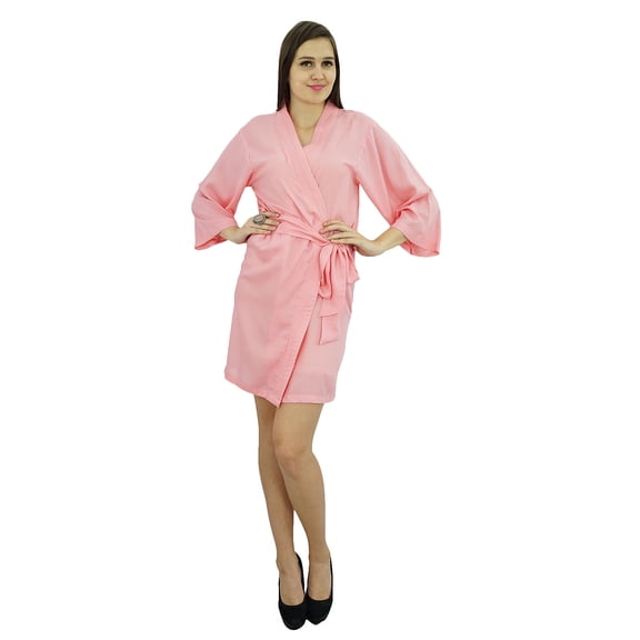 Bimba Women Short Solid Belt Robe Soft Modal Cotton Wrap Round Plain Bath Robe