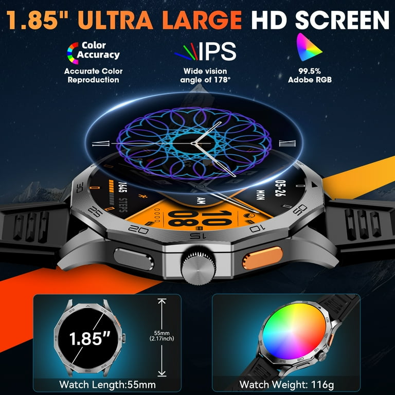 Haulvean 2025 New 1.85-inch Military Smart Watch for Men, fits for
